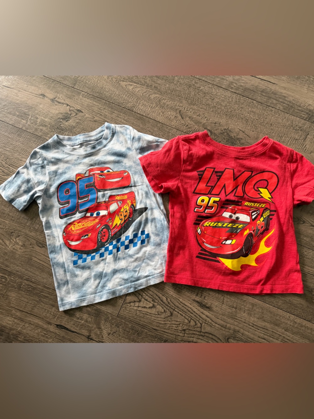 Disney Lightning McQueen 95 Red & Blue Short Sleeve Tees